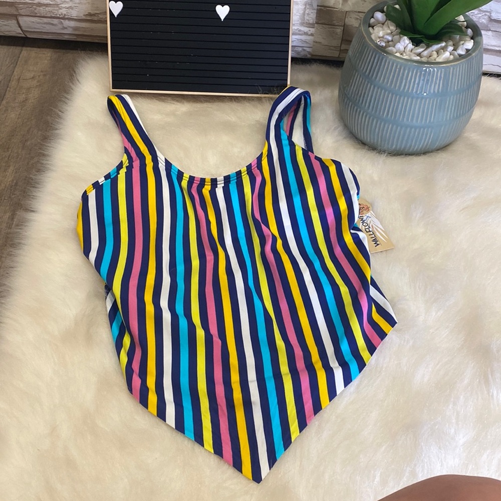 WALLFLOWER Stripped bathing suit top.